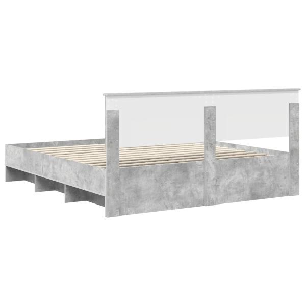 Bettrahmen mit Kopfteil Beton Grau 180 x 200 cm Holzwerkstoff
