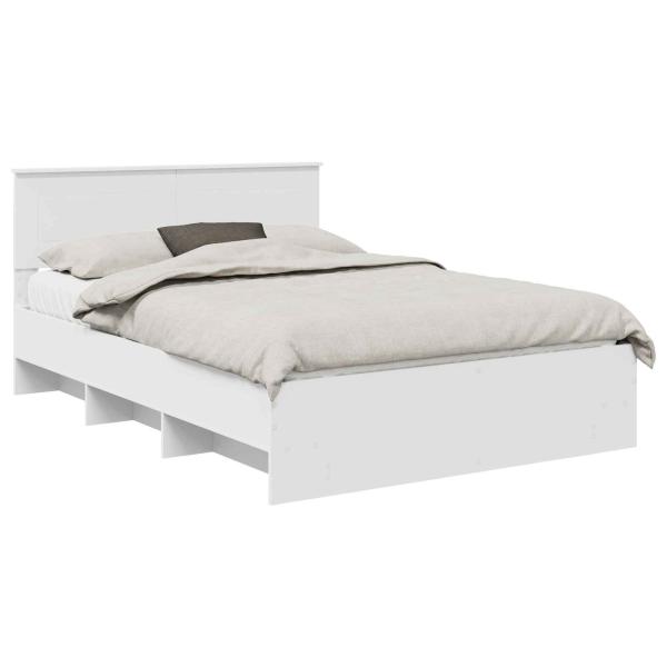 Bettrahmen mit Kopfteil Weiß 160 x 200 cm Holzwerkstoff