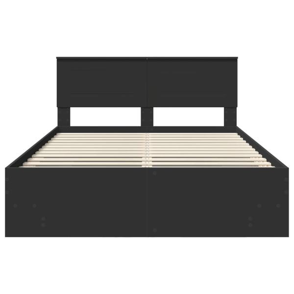 Bettrahmen mit Kopfteil Schwarz 150 x 200 cm Holzwerkstoff