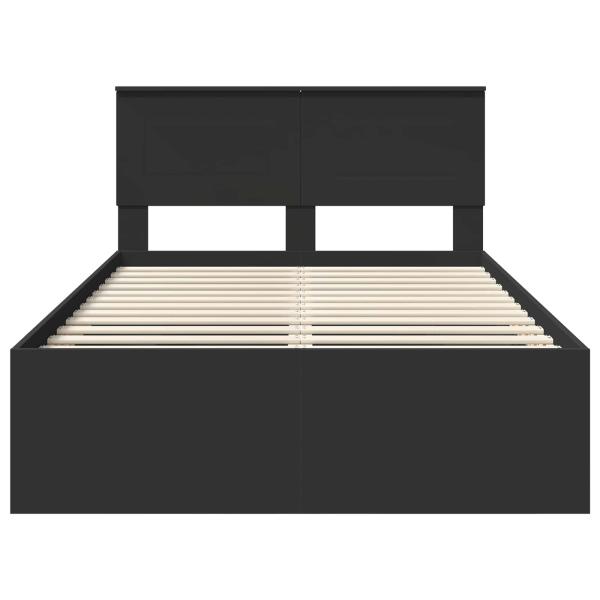 Bettrahmen mit Kopfteil Schwarz 137 x 203 cm Holzwerkstoff