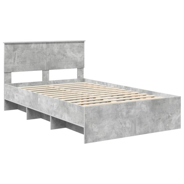 Bettrahmen mit Kopfteil Beton Grau 120 x 123 cm Holzwerkstoff