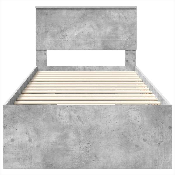 Bettrahmen mit Kopfteil Beton Grau 120 x 123 cm Holzwerkstoff