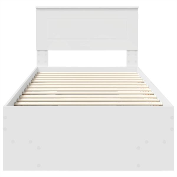 Bettrahmen mit Kopfteil Weiß 90 x 200 cm Holzwerkstoff