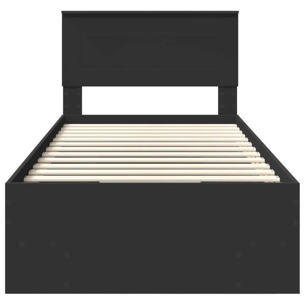 Bettrahmen mit Kopfteil Schwarz 90 x 200 cm Holzwerkstoff