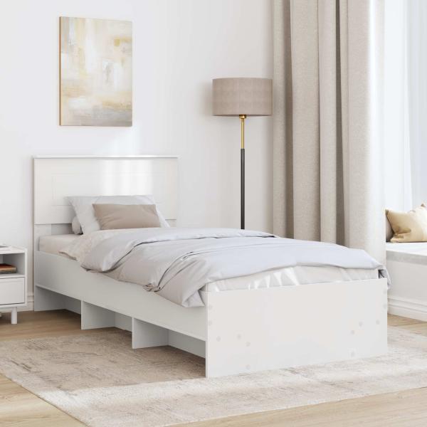 Bettrahmen mit Kopfteil Weiß 80 x 200 cm Holzwerkstoff