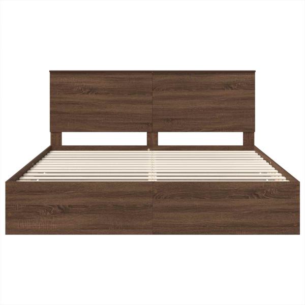 Bettrahmen Braun Eichen-Optik 200 x 200 cm Ingenieurs Holz
