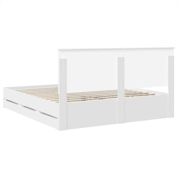 Bettrahmen mit Schubladen Weiß 180 x 200 cm Ingenieurs Holz