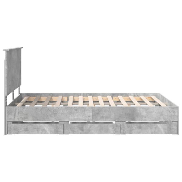 Bettrahmen mit Kopfteil Beton Grau 140 x 190 cm Ingenieurs Holz