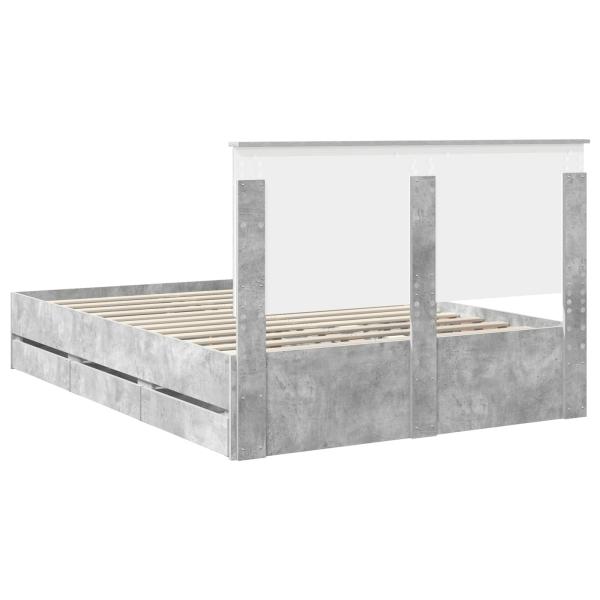 Bettrahmen mit Kopfteil Beton Grau 140 x 190 cm Ingenieurs Holz
