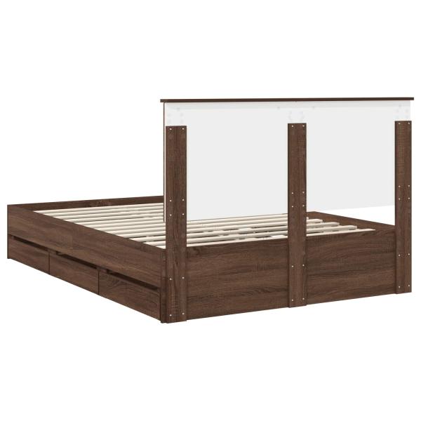 Bettrahmen Braun Eichen-Optik 140 x 190 cm Ingenieurs Holz