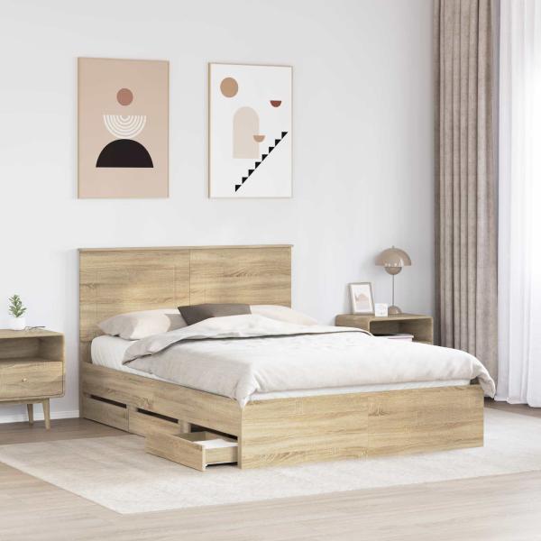 Bettrahmen Sonoma-Eiche 140 x 200 cm Ingenieurs Holz