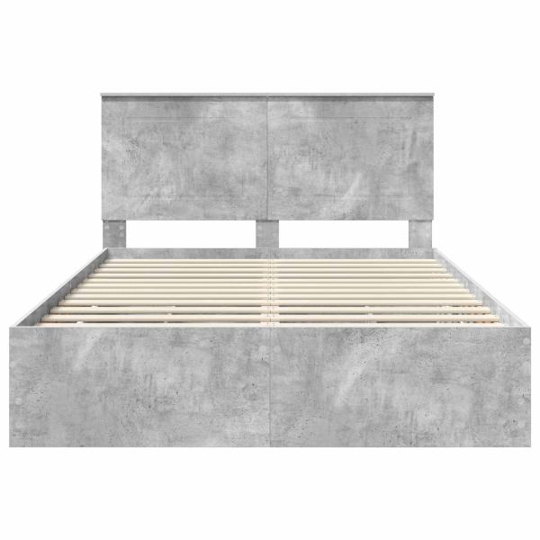 Bettrahmen mit Kopfteil Beton Grau 140 x 200 cm Ingenieurs Holz