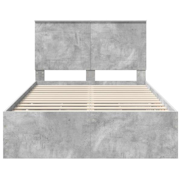 Bettrahmen mit Kopfteil Beton Grau 135 x 190 cm Ingenieurs Holz