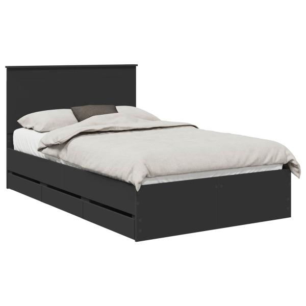Bettrahmen mit Schubladen Schwarz 120 x 200 cm Ingenieurs Holz