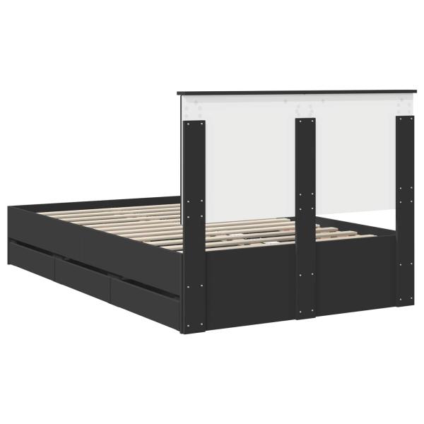 Bettrahmen mit Schubladen Schwarz 120 x 200 cm Ingenieurs Holz