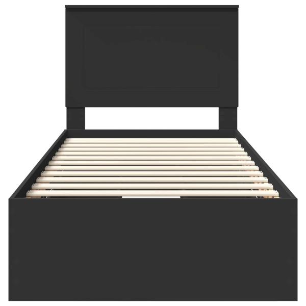 Bettrahmen mit Schubladen Schwarz 100 x 200 cm Ingenieurs Holz