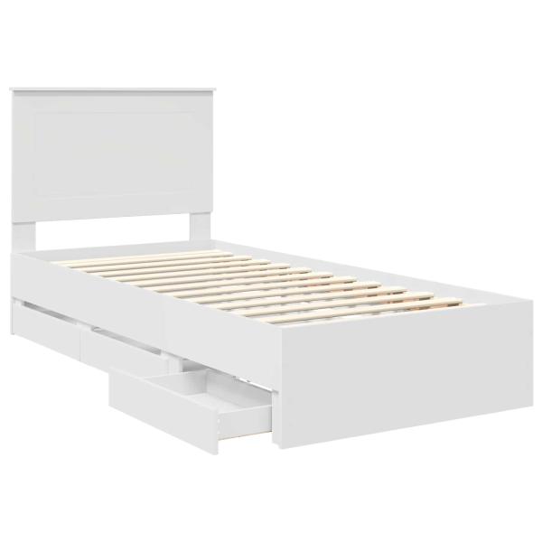 Bettrahmen mit Schubladen Weiß 90 x 190 cm Ingenieurs Holz