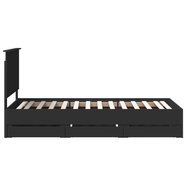 Bettrahmen mit Schubladen Schwarz 90 x 190 cm Ingenieurs Holz