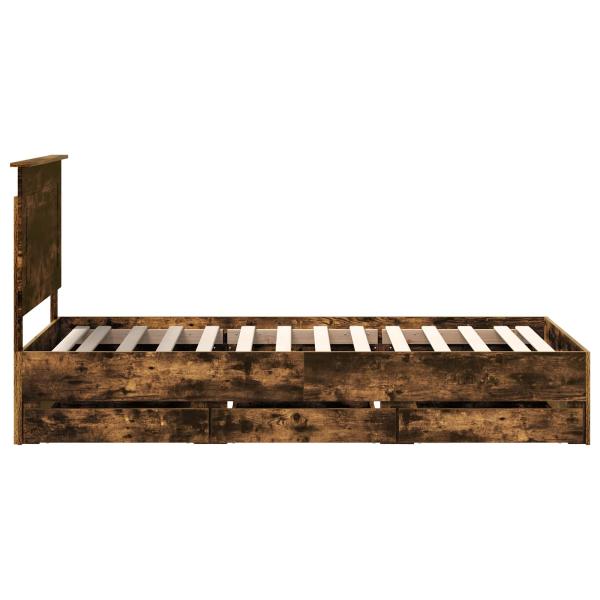 Bettrahmen Geräucherte Eiche 90 x 190 cm Ingenieurs Holz