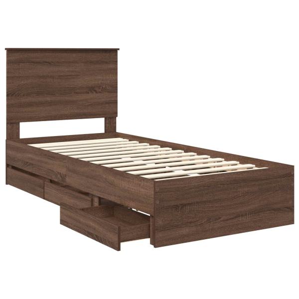 Bettrahmen Braun Eichen-Optik 90 x 190 cm Ingenieurs Holz