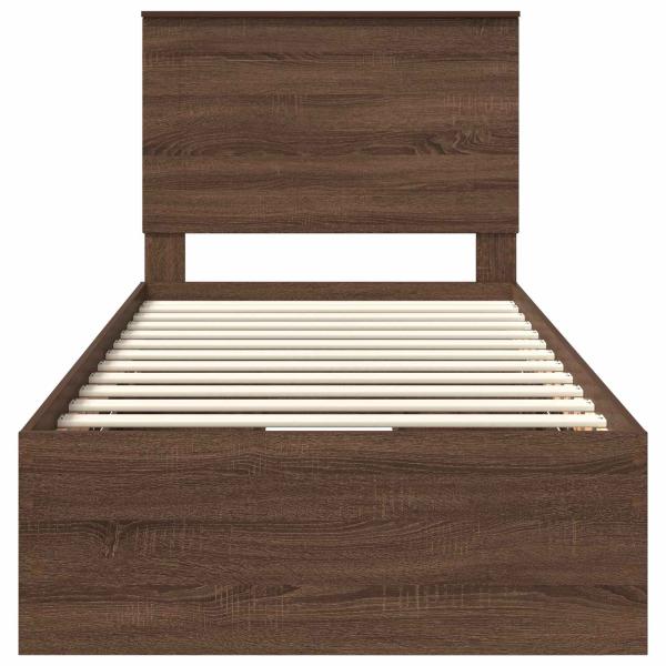 Bettrahmen Braun Eichen-Optik 90 x 190 cm Ingenieurs Holz