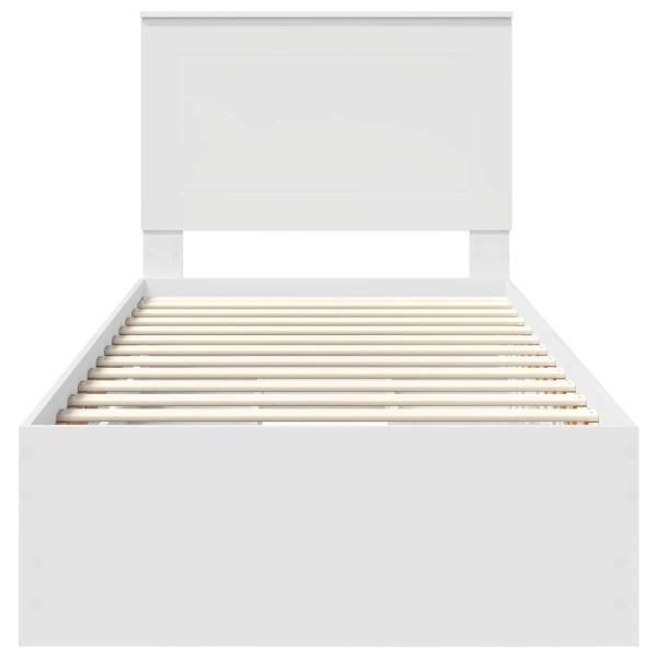 Bettrahmen mit Schubladen Weiß 90 x 200 cm Ingenieurs Holz