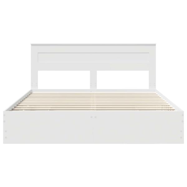 Bettrahmen mit Schubladen Weiß 200 x 200 cm Ingenieurs Holz