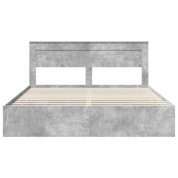 Bettrahmen mit Kopfteil Beton Grau 200 x 200 cm Ingenieurs Holz