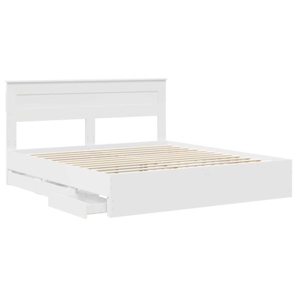 Bettrahmen mit Schubladen Weiß 180 x 200 cm Ingenieurs Holz