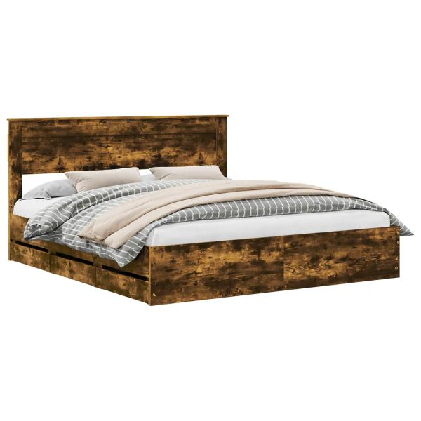 Bettrahmen Geräucherte Eiche 180 x 200 cm Ingenieurs Holz