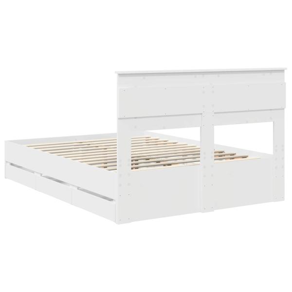 Bettrahmen mit Schubladen Weiß 150 x 200 cm Ingenieurs Holz