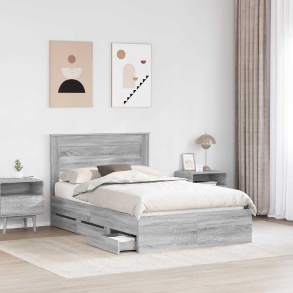 Bettrahmen Graues Sonoma 120 x 190 cm Ingenieurs Holz