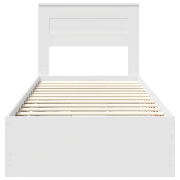 Bettrahmen mit Schubladen Weiß 75 x 190 cm Ingenieurs Holz