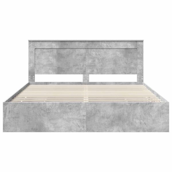 Bettrahmen mit Kopfteil Beton Grau 200 x 200 cm Ingenieurs Holz