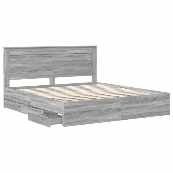 Bettrahmen Graues Sonoma 200 x 200 cm Ingenieurs Holz
