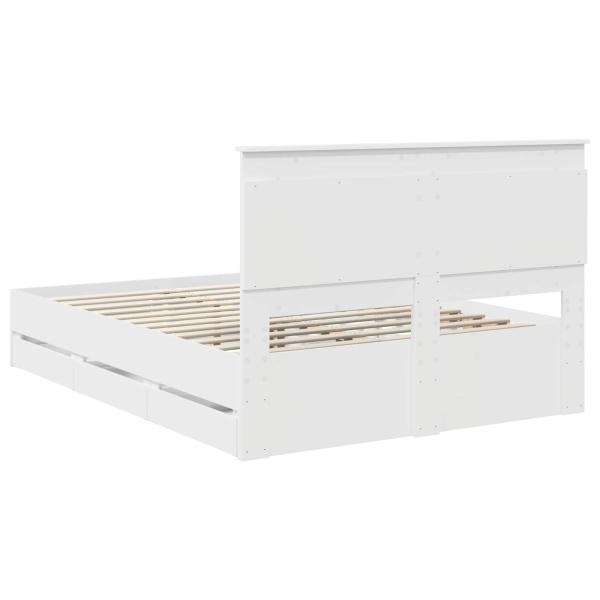 Bettrahmen mit Schubladen Weiß 140 x 200 cm Ingenieurs Holz