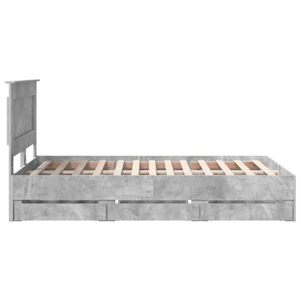 Bettrahmen mit Kopfteil Beton Grau 120 x 190 cm Ingenieurs Holz