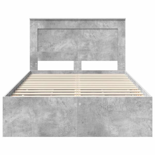 Bettrahmen mit Kopfteil Beton Grau 120 x 200 cm Ingenieurs Holz