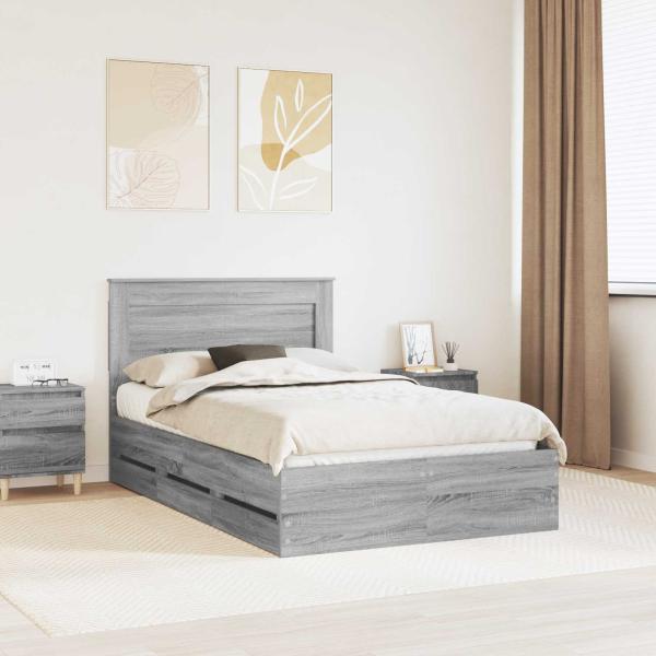 ARDEBO.de - Bettrahmen Graues Sonoma 120 x 200 cm Ingenieurs Holz