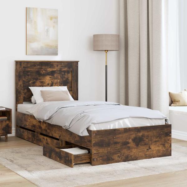 Bettrahmen Geräucherte Eiche 100 x 200 cm Ingenieurs Holz