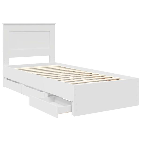 Bettrahmen mit Schubladen Weiß 90 x 190 cm Ingenieurs Holz