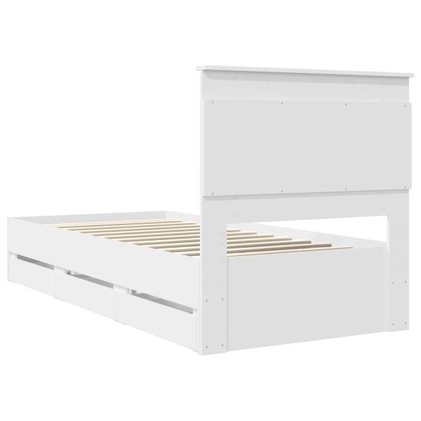 Bettrahmen mit Schubladen Weiß 90 x 190 cm Ingenieurs Holz