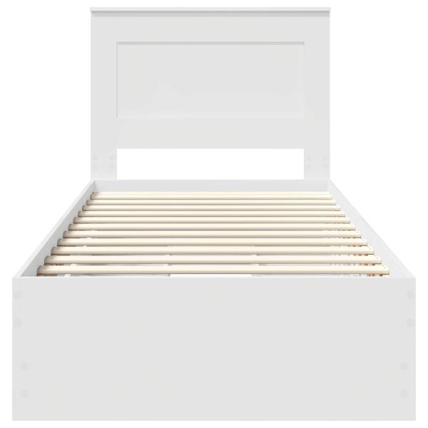 Bettrahmen mit Schubladen Weiß 75 x 190 cm Ingenieurs Holz