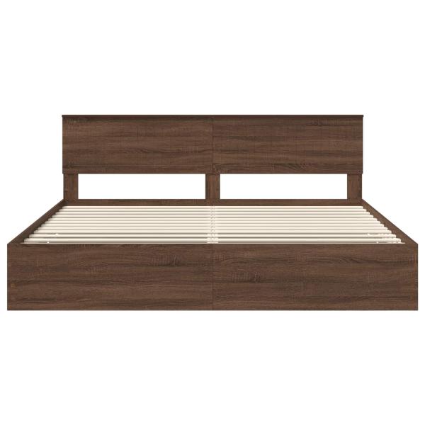Bettrahmen Braun Eichen-Optik 200 x 200 cm Ingenieurs Holz