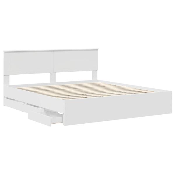 Bettrahmen mit Schubladen Weiß 180 x 200 cm Ingenieurs Holz