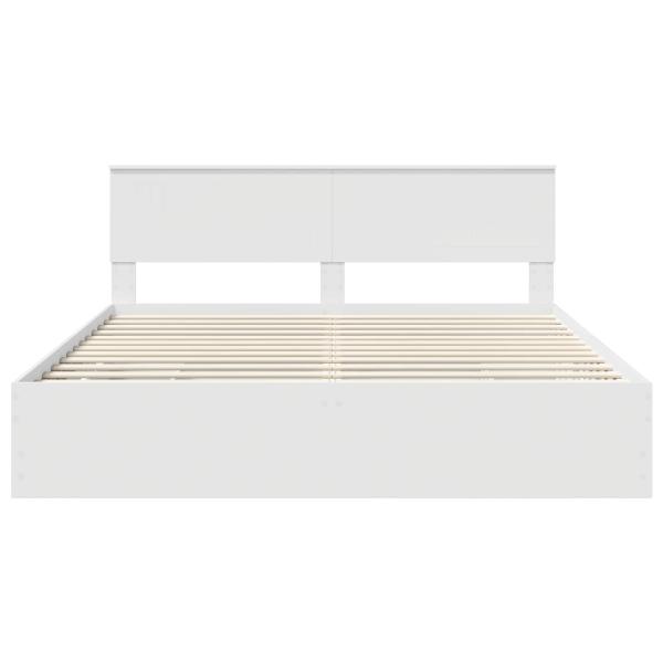Bettrahmen mit Schubladen Weiß 180 x 200 cm Ingenieurs Holz