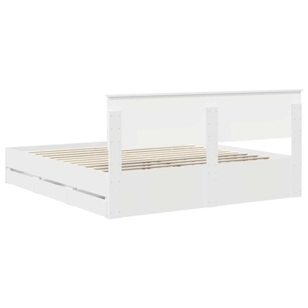 Bettrahmen mit Schubladen Weiß 180 x 200 cm Ingenieurs Holz