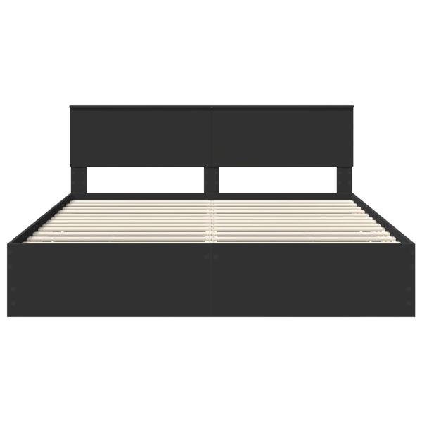 Bettrahmen mit Schubladen Schwarz 180 x 200 cm Ingenieurs Holz