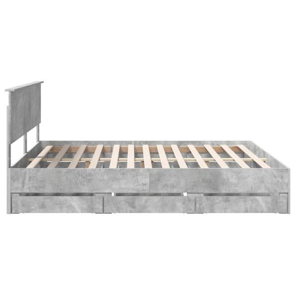 Bettrahmen mit Kopfteil Beton Grau 180 x 200 cm Ingenieurs Holz