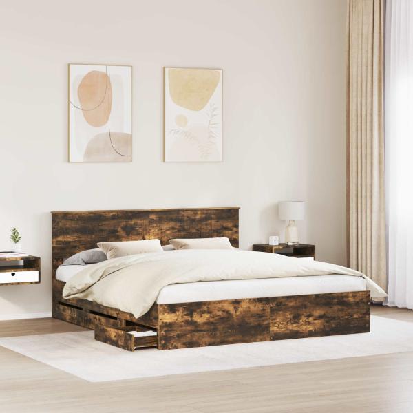Bettrahmen Geräucherte Eiche 180 x 200 cm Ingenieurs Holz
